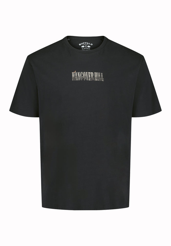 Buffalo Men T-Shirts Black Knit Tees Short Sleeve Crew Neckline Graphic Print