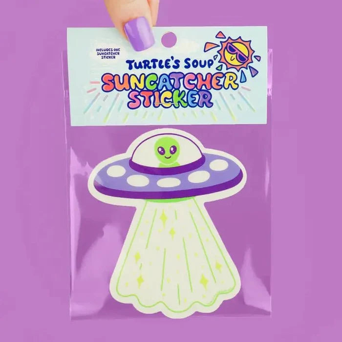 Turtle's Soup Alien UFO Suncatcher Sticker - Owl & Goose Gifts