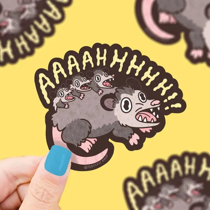 Turtle's Soup Screaming Opossum Vinyl Sticker - Owl & Goose Gifts