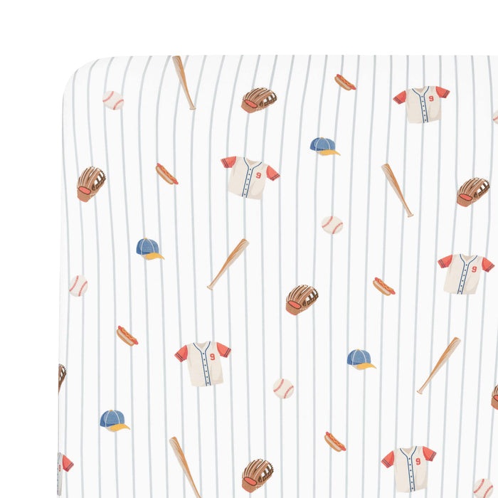 Close up of the Twin Sheet in Home Run on a mattress