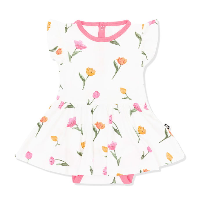Product photo of the Twirl Bodysuit Dress in Tulip
