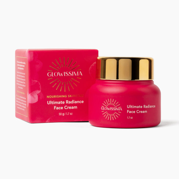 Glowissima Ultimate Radiance Face Cream with packaging on a white background