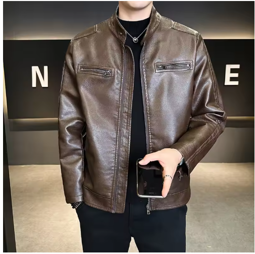 Urban Slim Fit Leather Coat
