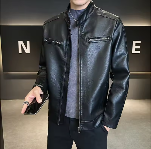 Urban Slim Fit Leather Coat