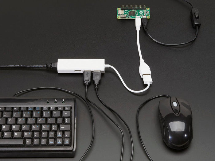 USB 2.0 and Ethernet Hub - 3 USB Ports and 1 Ethernet by The Pi Hut - The Pi Hut