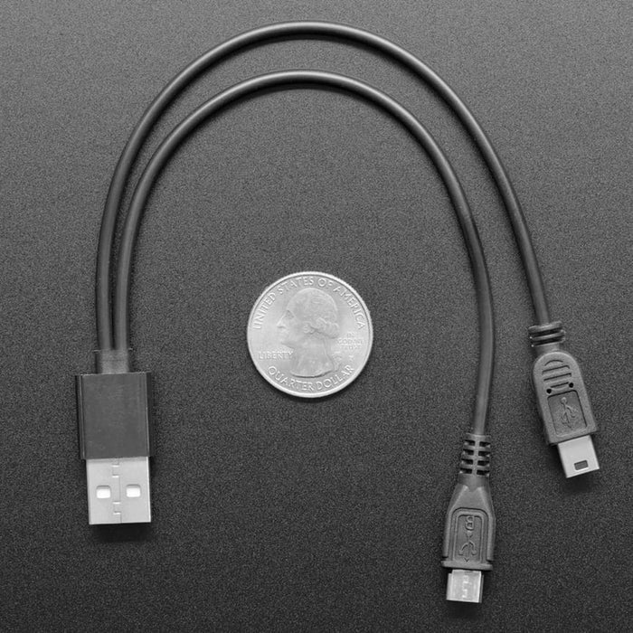 USB cable - 8" A to Mini B Charging and Micro B Data by Adafruit - The Pi Hut