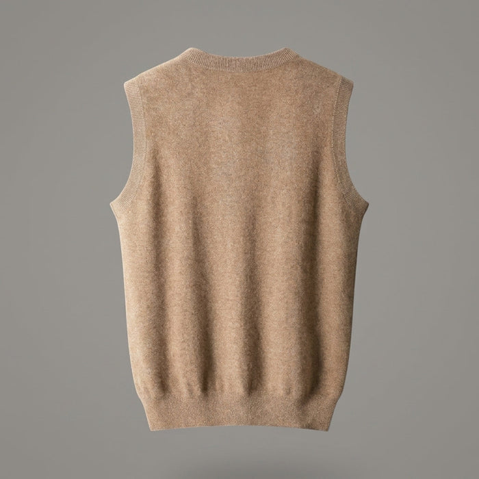 Layered outfit featuring a V-neck sweater vest for everyday wear