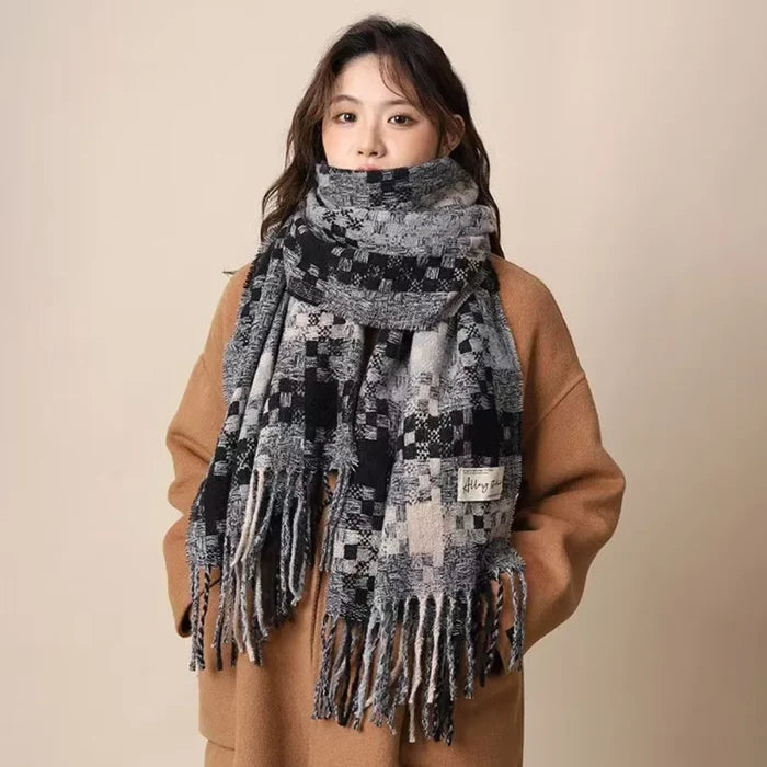Vinthentic Coffee Plaid Winter Unisex Scarf