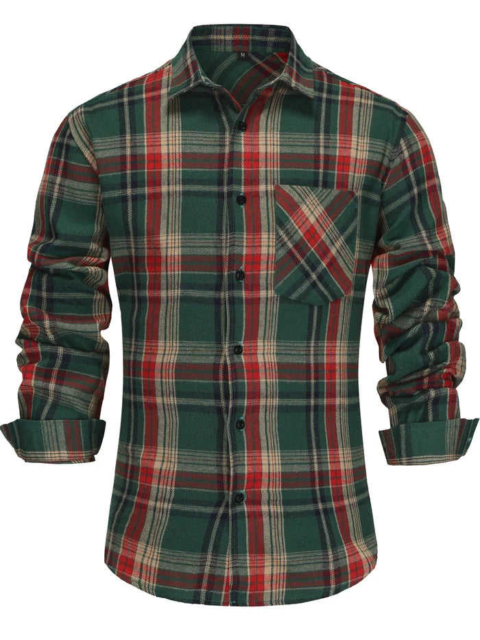 Vinthentic Men’s Coffee Plaid Flannel Shirt