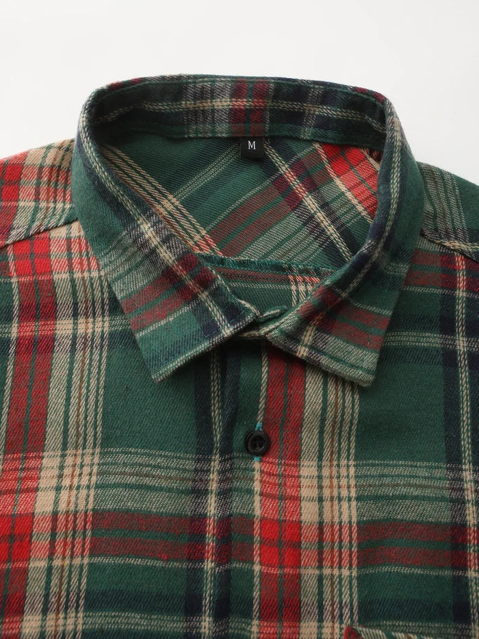 Vinthentic Men’s Coffee Plaid Flannel Shirt