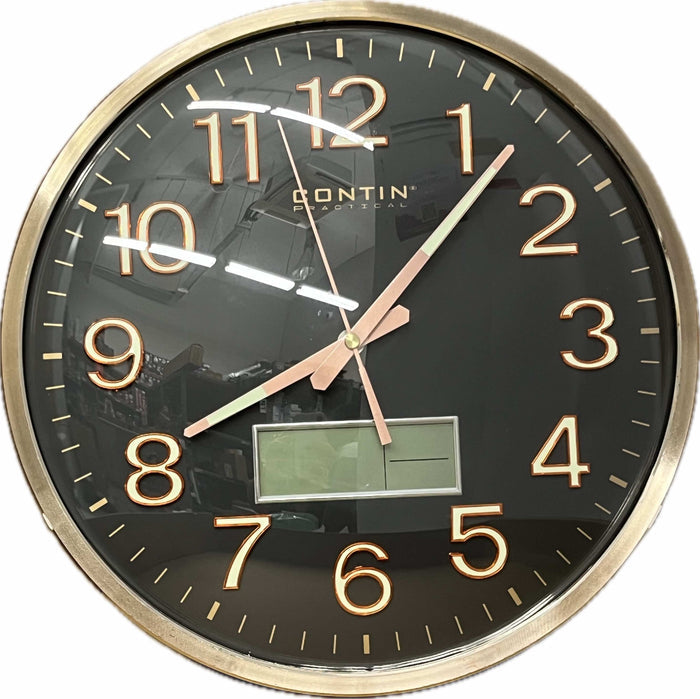 Wall Clock Round With Digital Display