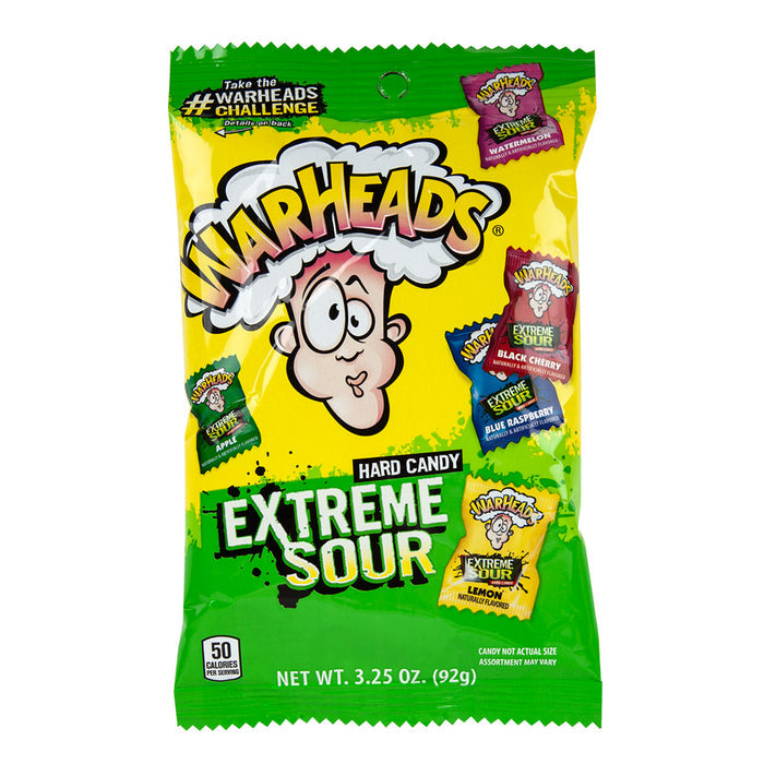 Warheads Extreme Sour Hard Candy Peg Bag - 8 Count