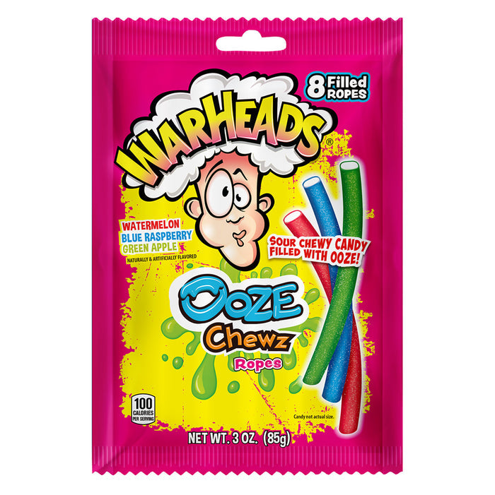 Warheads Ooze Chewz Ropes Chewy Candy Peg Bag - 12 Count