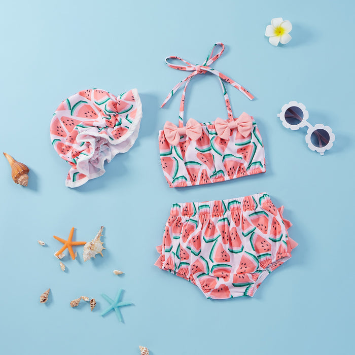 WATERMELON Bowtie Bikini with Sun Hat