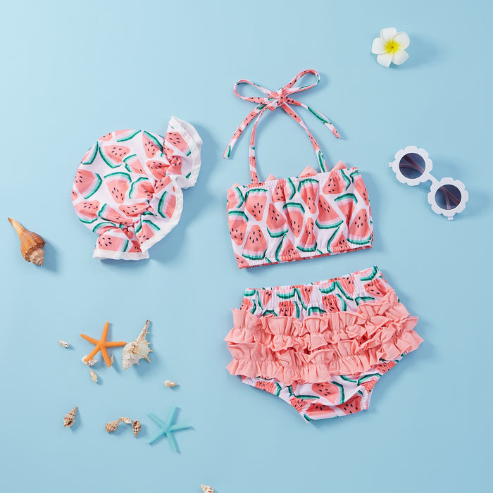 WATERMELON Bowtie Bikini with Sun Hat
