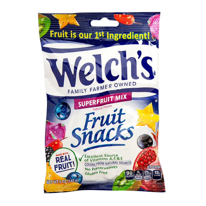 Welch's Super Fruit Mix Fruit Snacks Peg Bag - 12 Count
