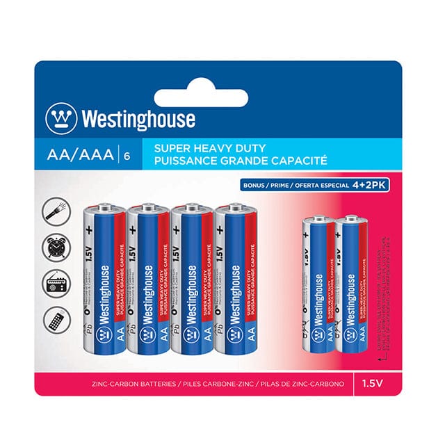 WESTINGHOUSE SUPER HEAVY DUTY AA 4PK W/BONUS 2XAAA FREE - 4R6P2R03PBP EBUYSTT