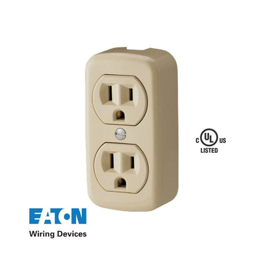White, Duplex Wall Plate, Plastic Receptacle, 15A, 125V - 0270W MEGA