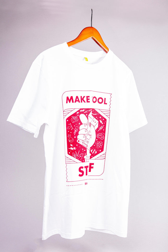 White Raspberry Pi "Make Cool Stuff" T-shirt (Adult Size) [Discontinued] by Raspberry Pi - The Pi Hut