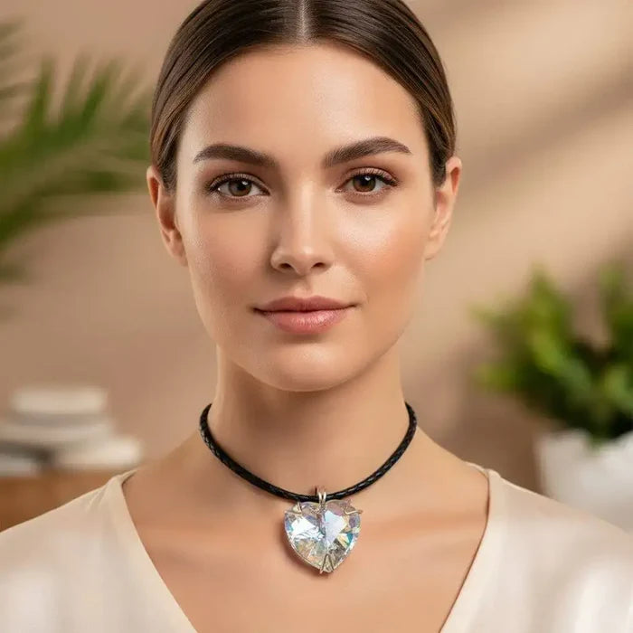 Will You Be Mine Giant Swarovski Crystal AB Heart Choker