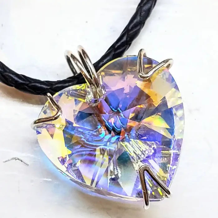 Will You Be Mine Giant Swarovski Crystal AB Heart Choker