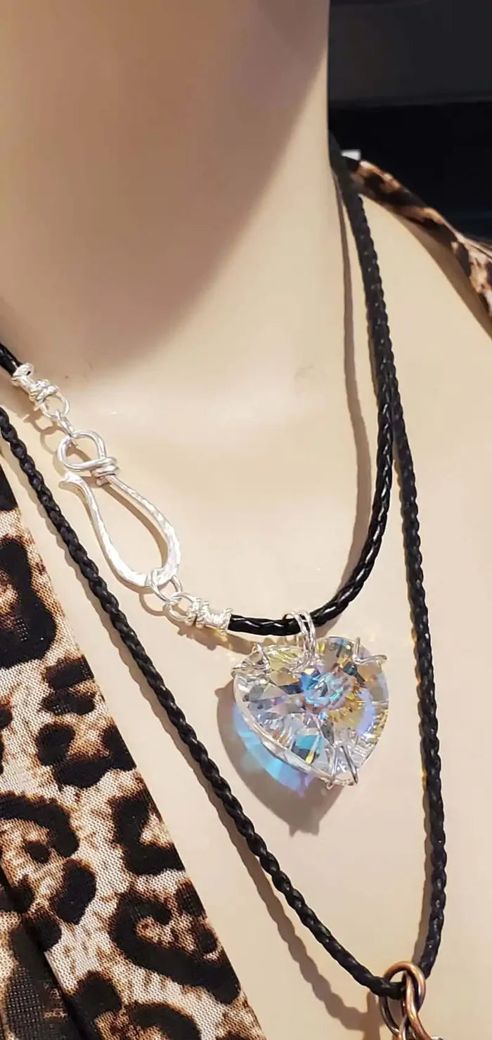 Will You Be Mine Giant Swarovski Crystal AB Heart Choker