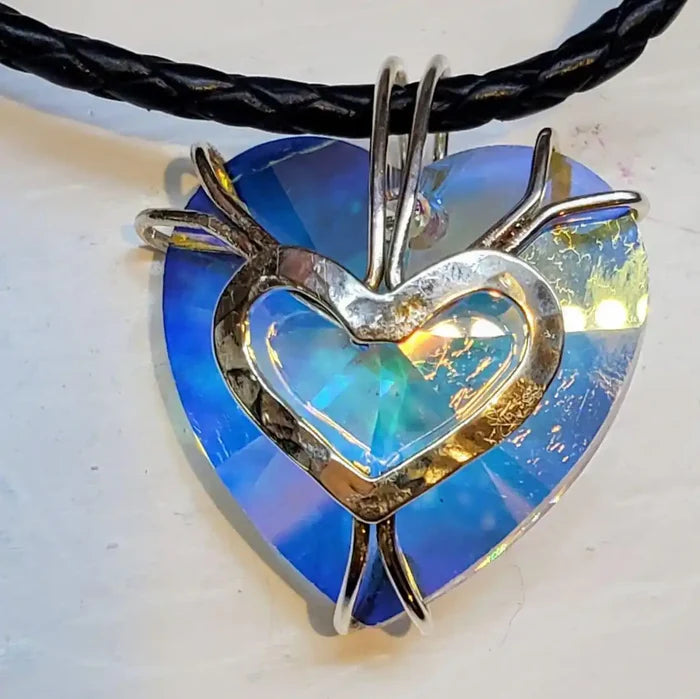 Will You Be Mine Giant Swarovski Crystal AB Heart Choker