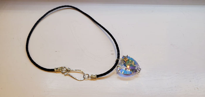 Will You Be Mine Giant Swarovski Crystal AB Heart Choker