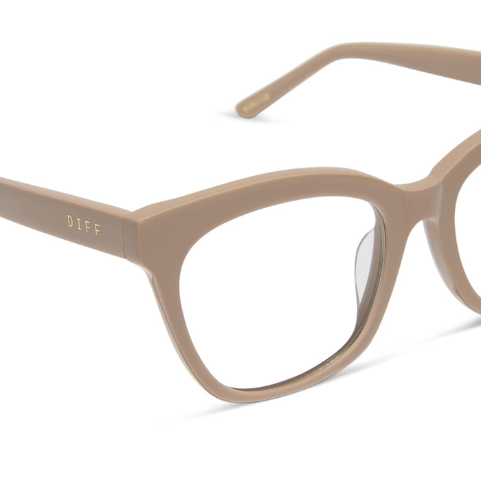 jessie james decker x diff eyewear featuring the winston cat eye prescription glasses with a almond brown frame detailed view