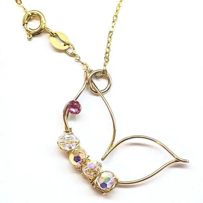 Wire Sculpted Crystal Butterfly Necklace Natalia