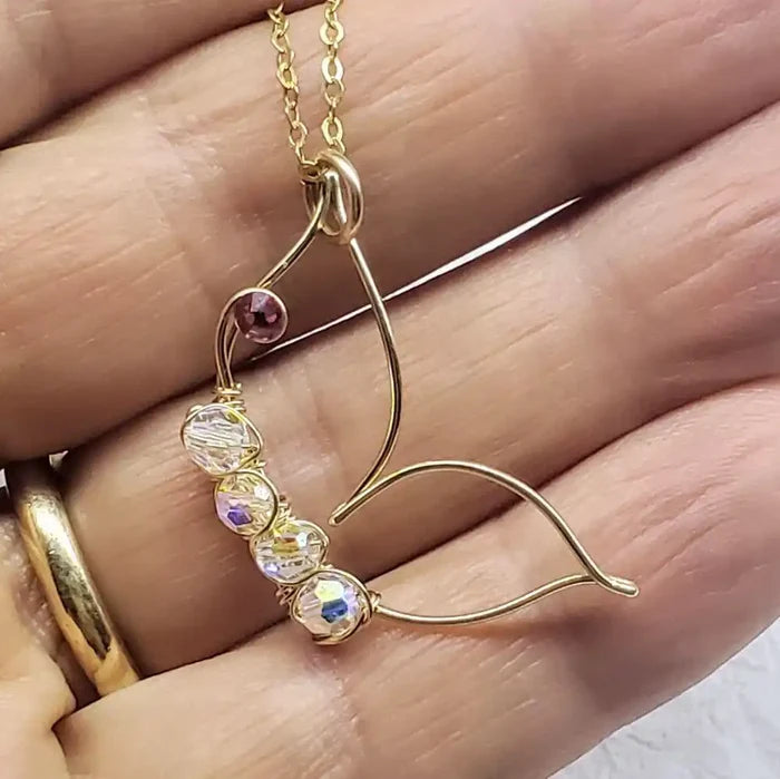 Wire Sculpted Crystal Butterfly Necklace Natalia