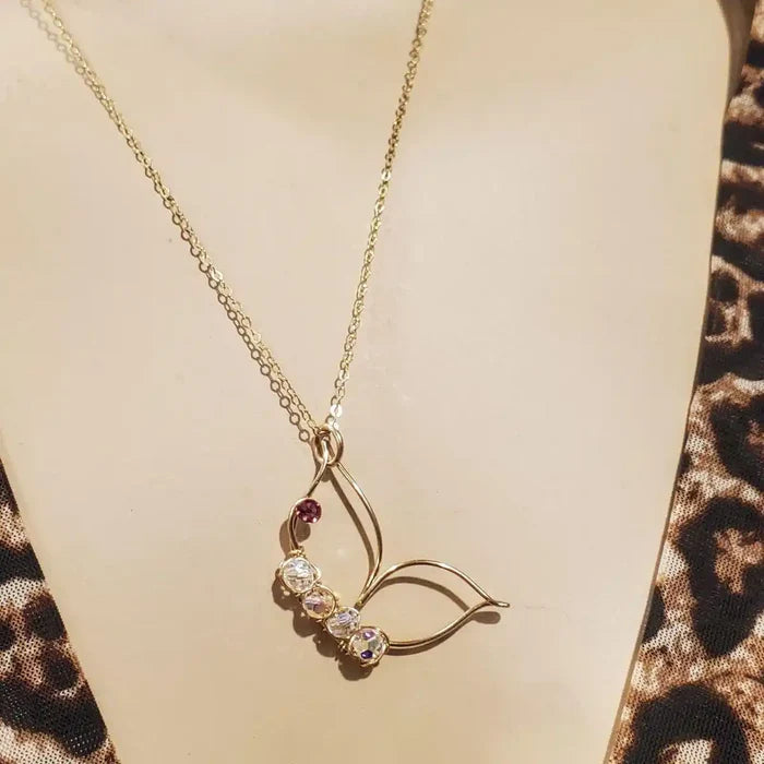 Wire Sculpted Crystal Butterfly Necklace Natalia
