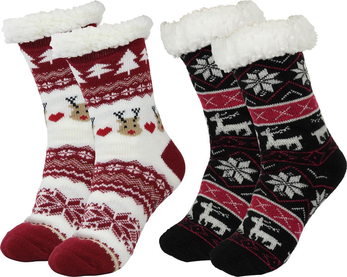 2 Pairs Black Red Christmas