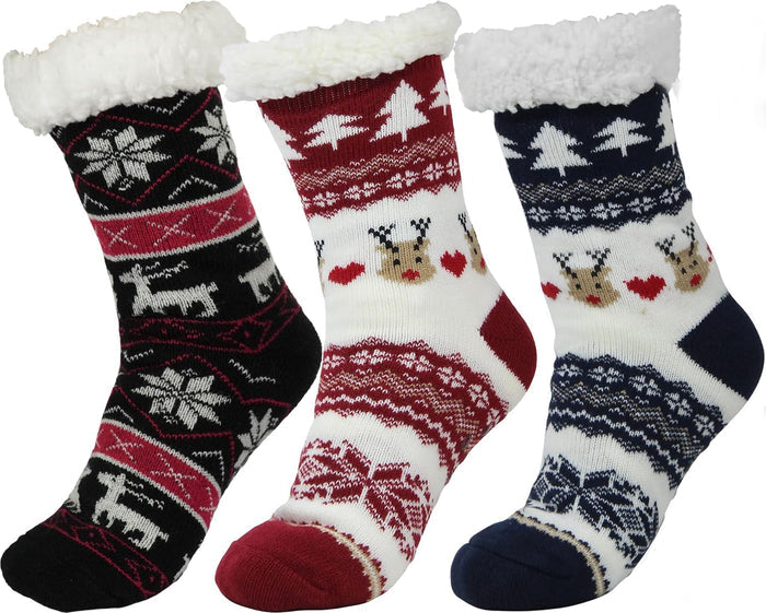 3 Pairs Black Red Blue Christmas