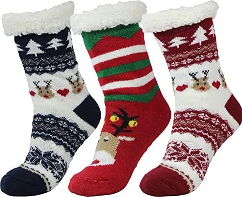 3 Pairs Christmas Red Christmas Blue Deer