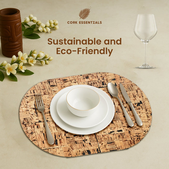 Wood Textured Oval Placemat Set of 4