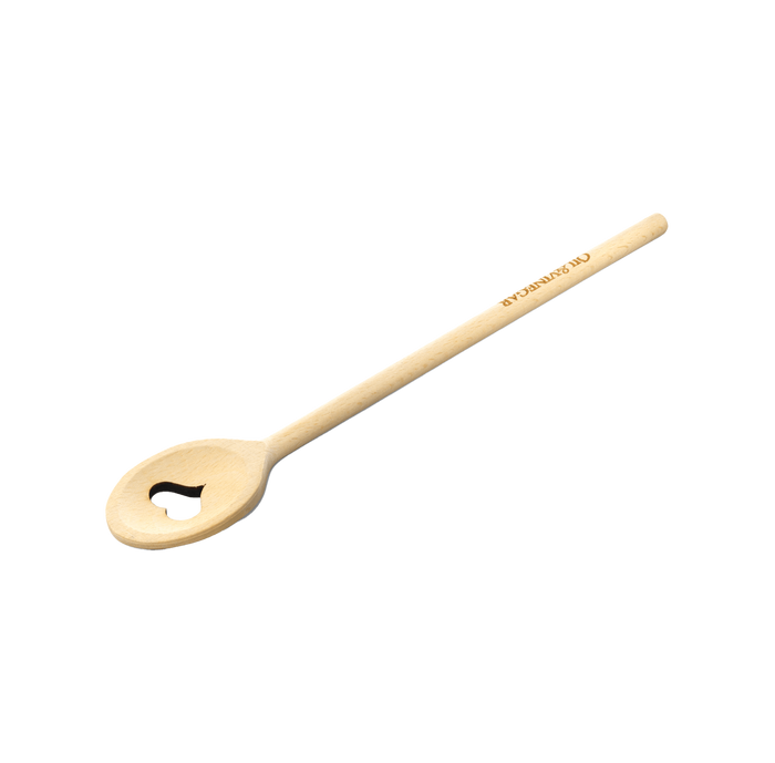 Wooden spoon with a heart hole