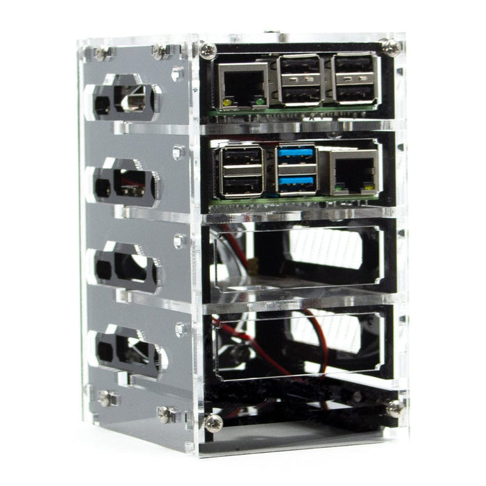 Zebra Bramble Cluster Case (4-stack) by C4 Labs - The Pi Hut