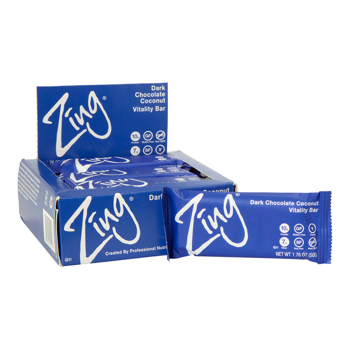Zing Dark Chocolate Coconut Candy Bar - 12 Count 1.76 OZ