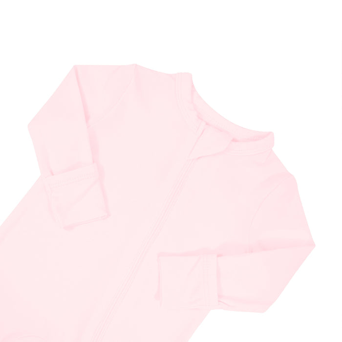 Zipper Garage and Foldover Cuffs on Kyte Baby Zippered Romper in Sakura